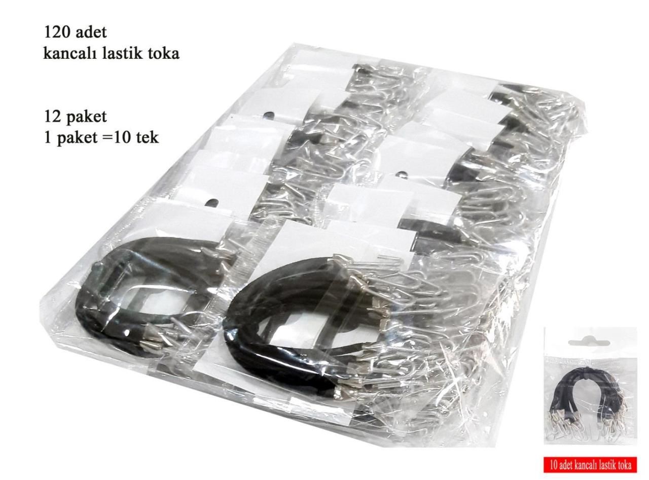 Metal Kancalı Lastik Toka Karma Siyah 10 x 10 lu Paket (100 Tek)