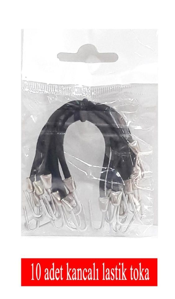 Metal Kancalı Lastik Toka Siyah 10 lu Paket