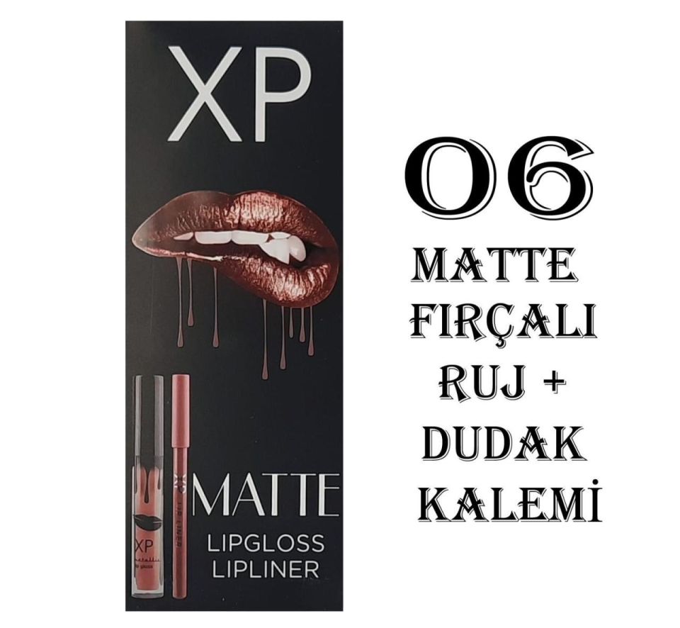 XP Matte Lip Gloss 06 Fırçalı Mat Ruj + Dudak Kalemi