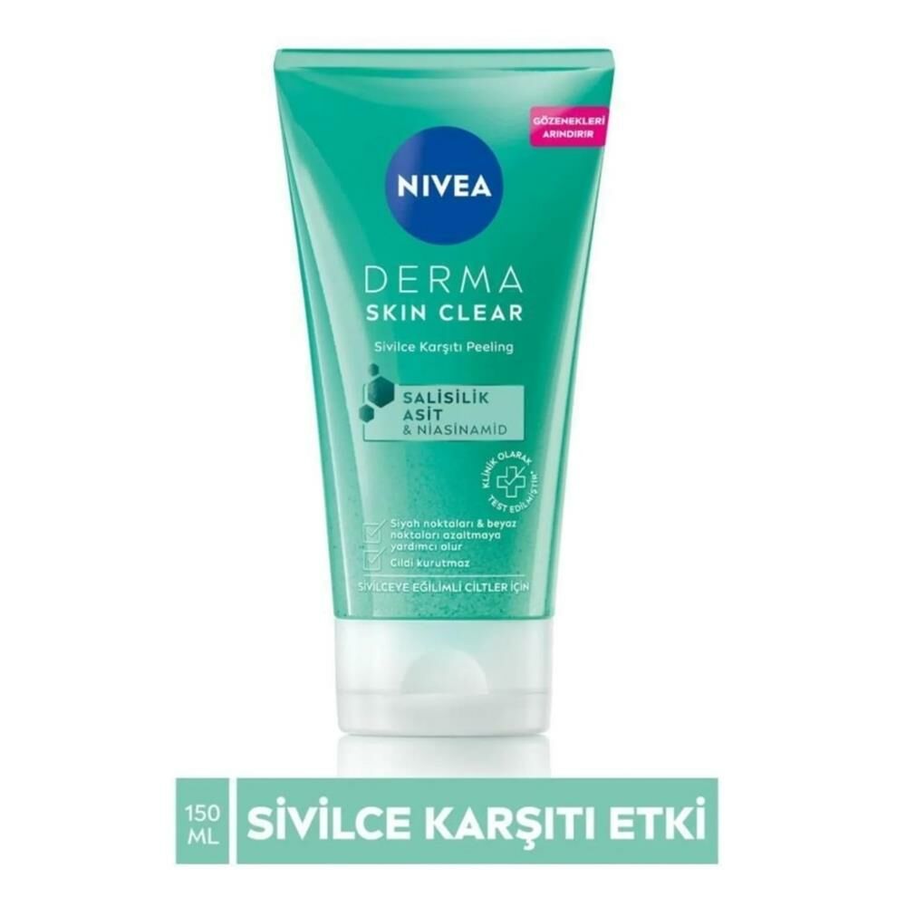 NIVEA Derma Skin Clear Yüz Temizleyici Peeling 150ml,Salisilik Asit (BHA)