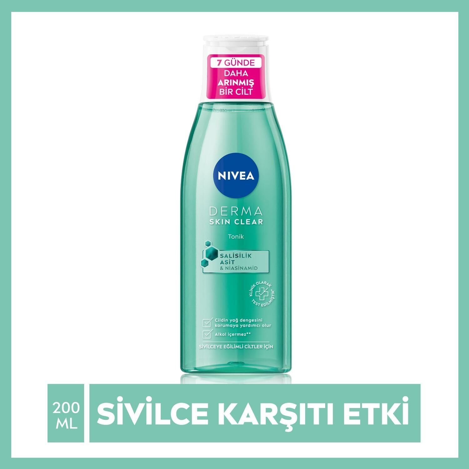 NIVEA Derma Skin Clear Tonik 200ml,Salisilik Asit (BHA),Gözenek Arındırıcı