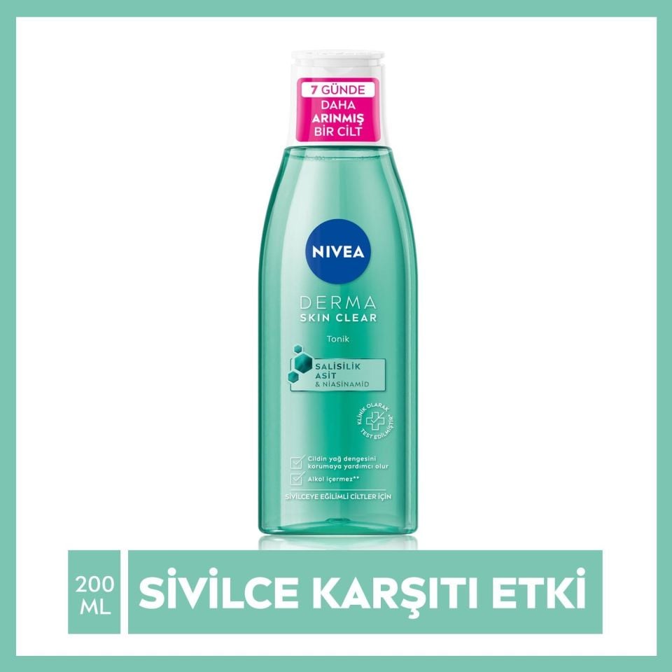 Nivea Derma Skin Clear Tonik 200ml,Salisilik Asit (BHA),Gözenek Arındırıcı