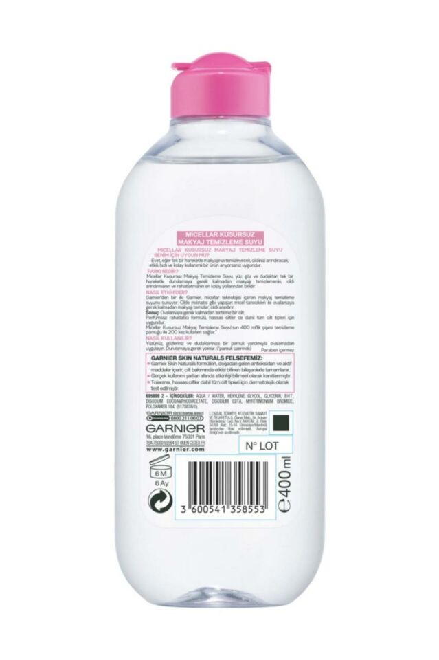 Garnier Micellar Kusursuz Makyaj Temizleme Suyu 400 Ml Hassas Ciltler