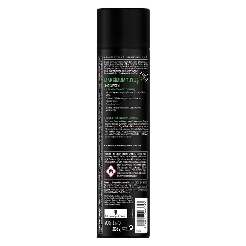 Syoss Saç Sprey Max Hold 400 ml Maximum Tutuş