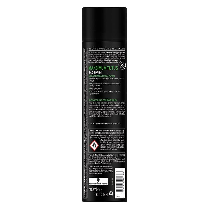 Syoss Saç Sprey Max Hold 400 ml Maximum Tutuş