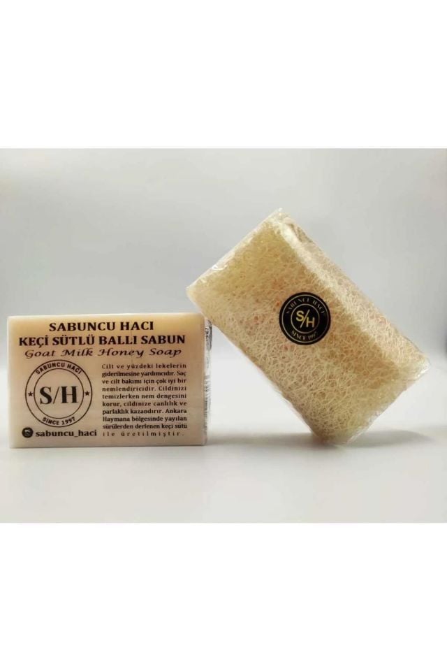 Sabuncu Hacı El Yapımı Doğal Kabak Lifli Sabun Keçi Sütlü ve Ballı