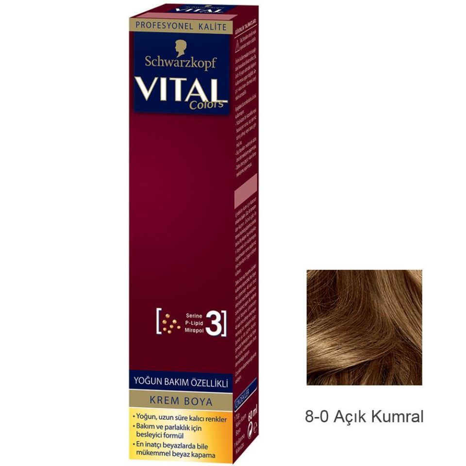 Vital Tüp Saç Boyası 8.00 Açık Kumral + Oksidan Sıvı 50 Ml