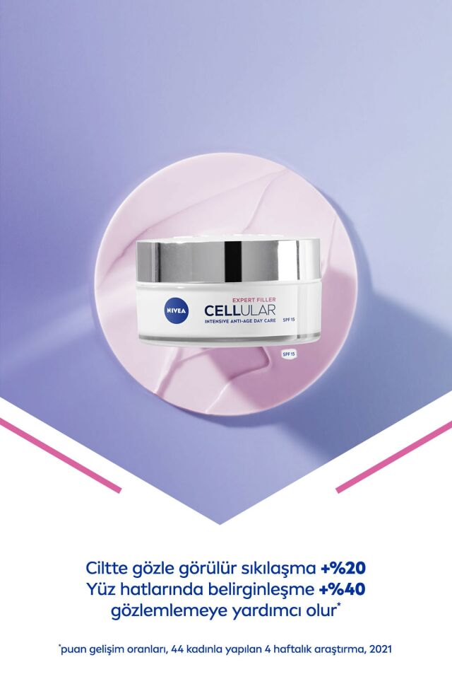 Nivea Cellular Expert Filler Yoğun Yaşlanma Karşıtı Gündüz Yüz Bakım Kremi 50ml, Spf30,hyaluronik As