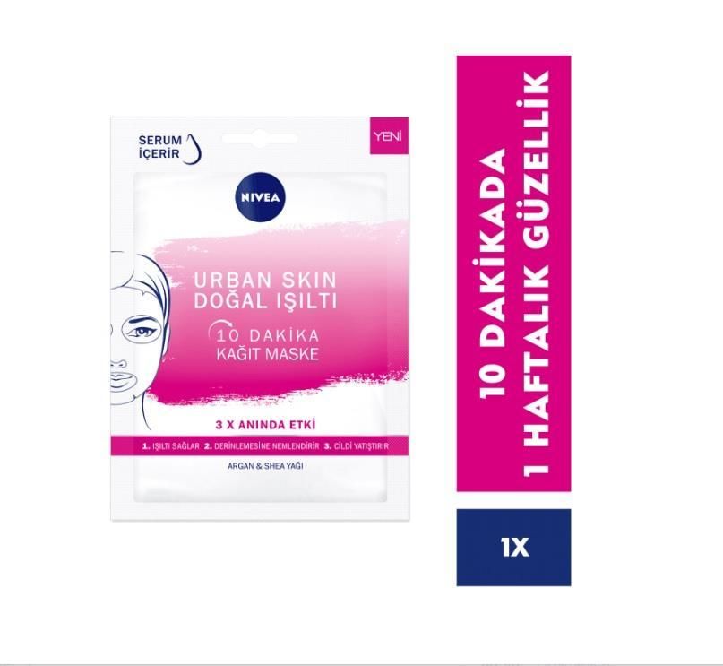 Nivea 10 Dakika Urban Skin Doğal Işıltı Kağıt Yüz Maskesi