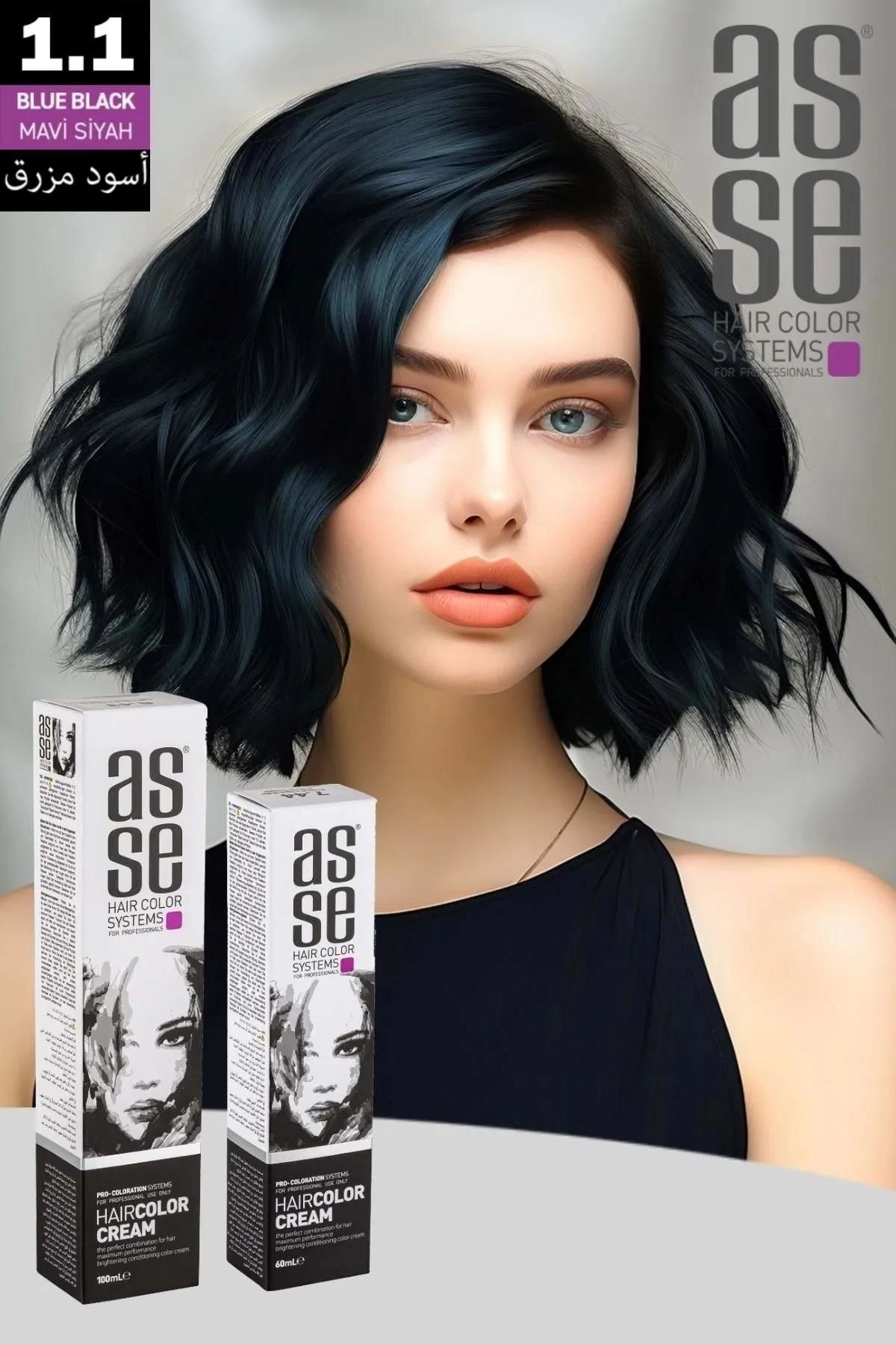 Asse 60 Ml Tüp Saç Boyası 1.1 Mavi Siyah + 50 Ml Oksidan Sıvısı