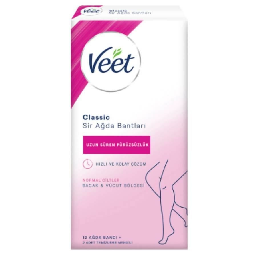 Veet Ağda Bandı 12 li Tüm Ciltler için Classic