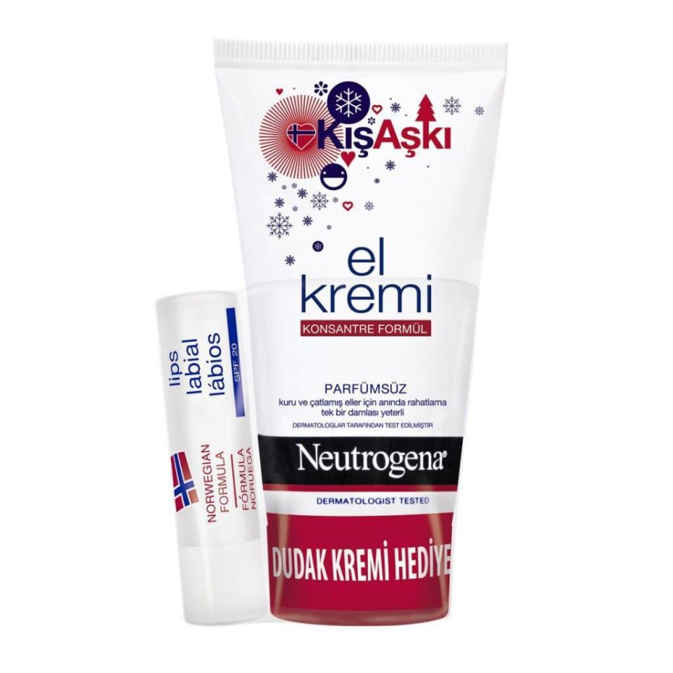 Neutrogena Parfümsüz El Kremi 75 ml + Dudak Kremi Hediye
