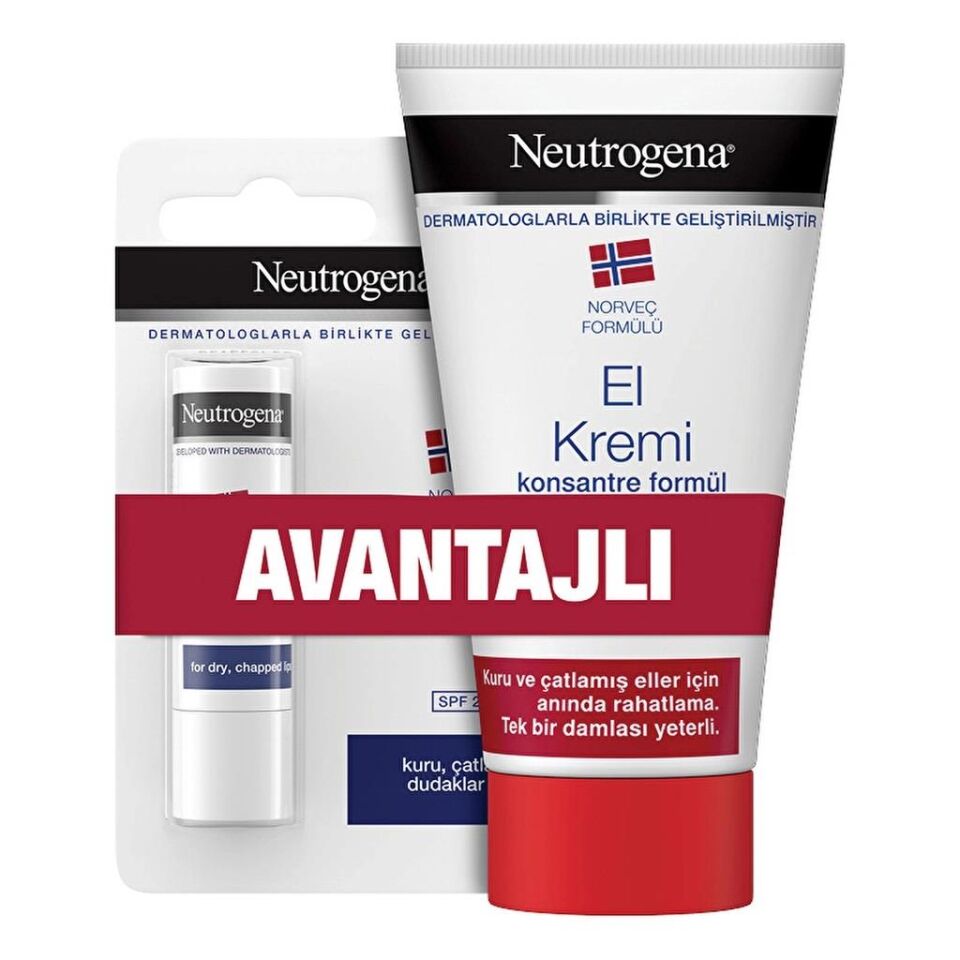 Neutrogena Parfümsüz El Kremi 75 ml + Dudak Kremi Hediye