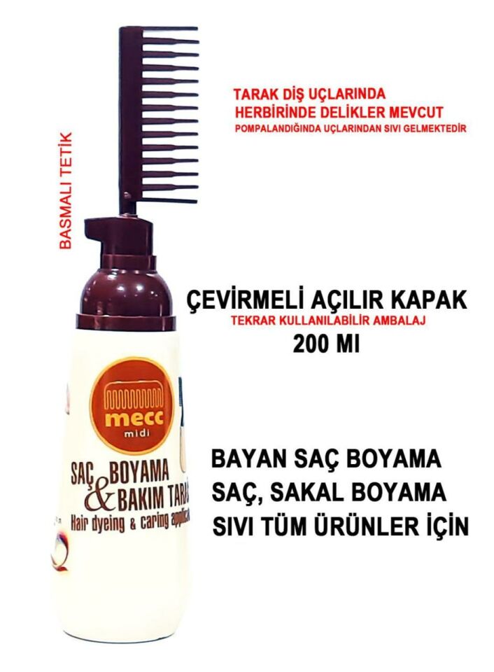 Mecc Midi Saç Boyama ve Bakım Tarağı 200 Ml