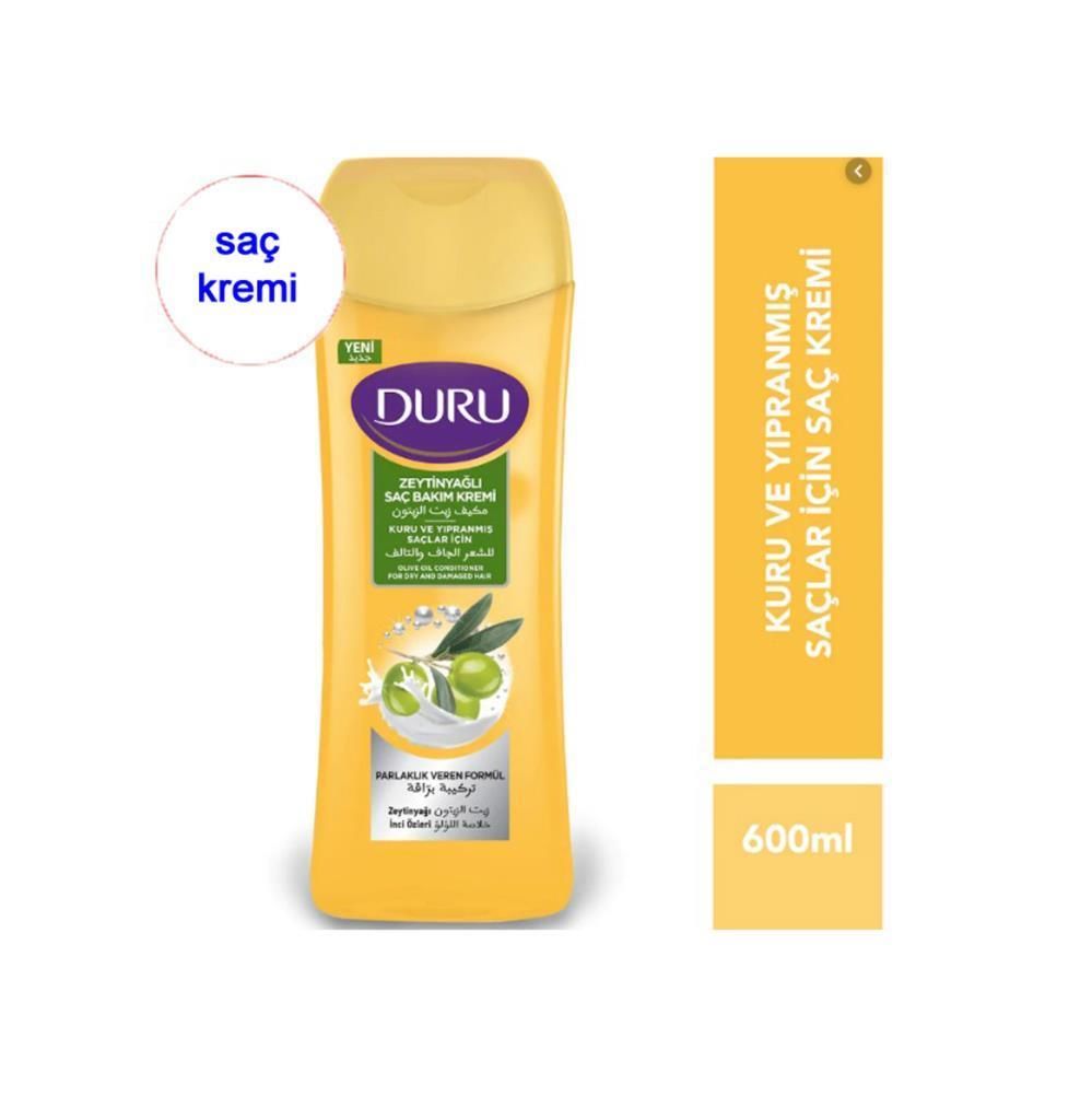 Duru Saç Bakım Kremi 600 ml Kuru ve Yıpranmış Saçlar Zeytinyağlı