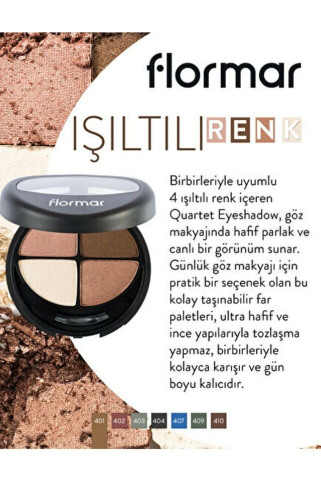 Flormar Quartet 4 lü Far Eye Shadow 401 Kahve Copper Dreams