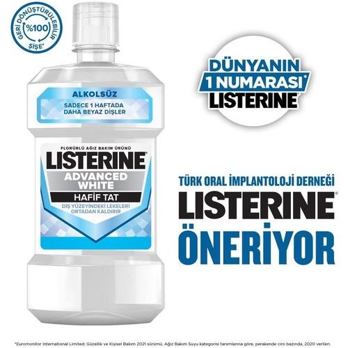 Listerine Advanced White Hafif Tat Agız Bakım Suyu 250 ml