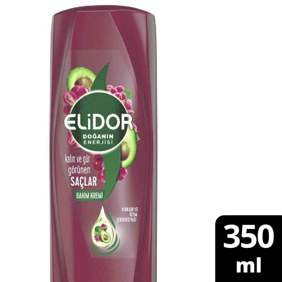 Elidor Doğanın Enerjisi Kalın ve Gür Avokado ve Üzüm Çekirdeği Yağı Bakım Kremi 350 Ml