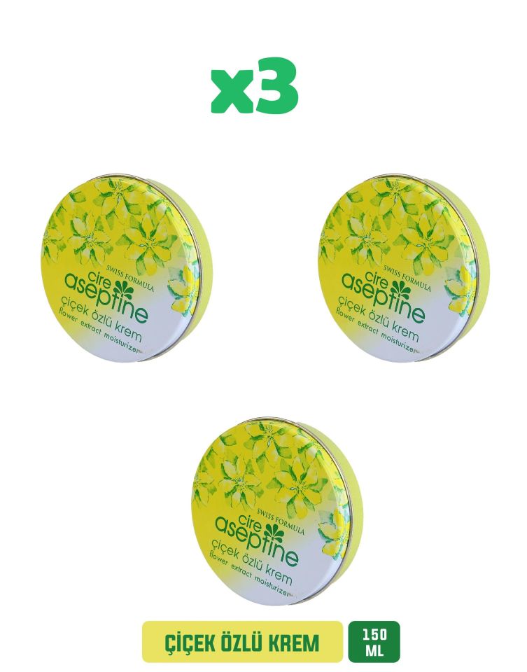 Cire Aseptine Çiçek Özlü Krem Teneke Kutu 3 x150 Ml