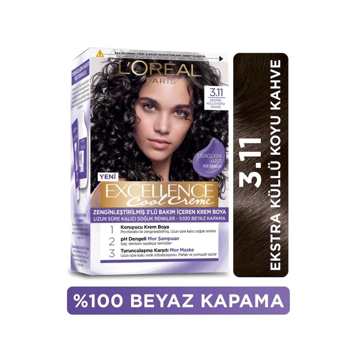 Loreal Excellence Cool Creme 3.11 Ekstra Küllü Koyu Kahve