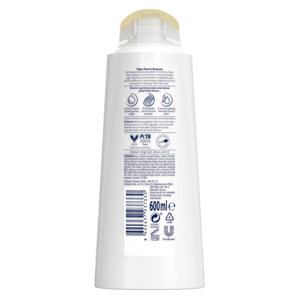 Dove Yoğun Onarıcı Şampuan 600 Ml