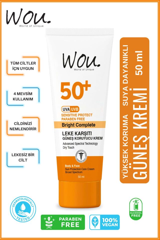 Wou Leke Karşıtı Yüksek Koruma Güneş Kremi Spf50 Yüksek Korumalı Güneş Kremi 50 ML
