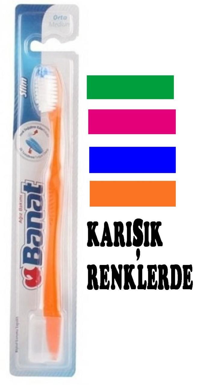 Banat Slim Diş Fırçası Orta - Dil Temizleyici - Koruma Kapaklı