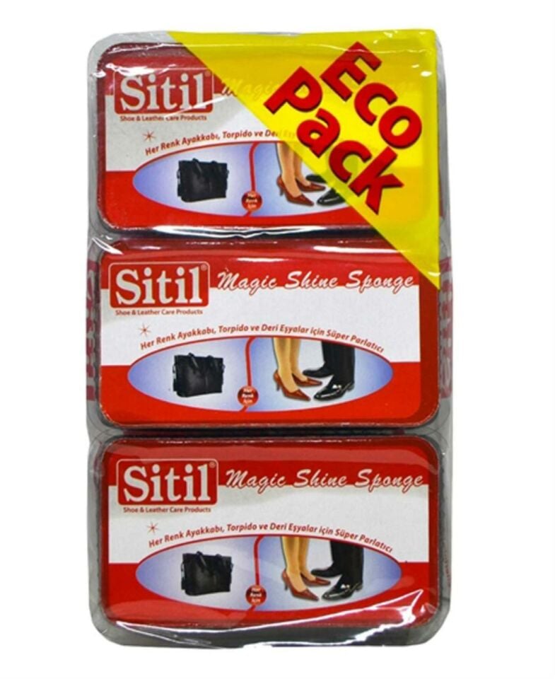 Sitil 3 lü Eko Paket Çok Amaçlı Parlatıcı Sünger Ayakkabı ve Deri