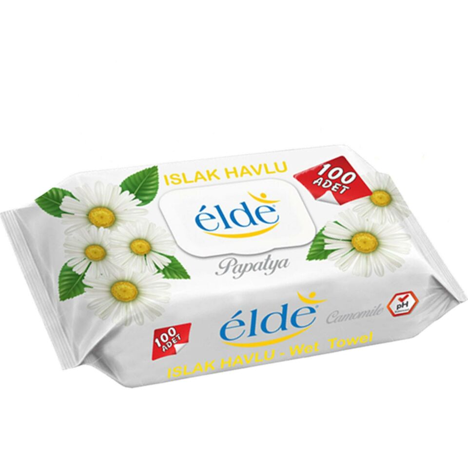 Elde 100 Adetli Kapaklı Paket Papatya Kokulu Islak Havlu