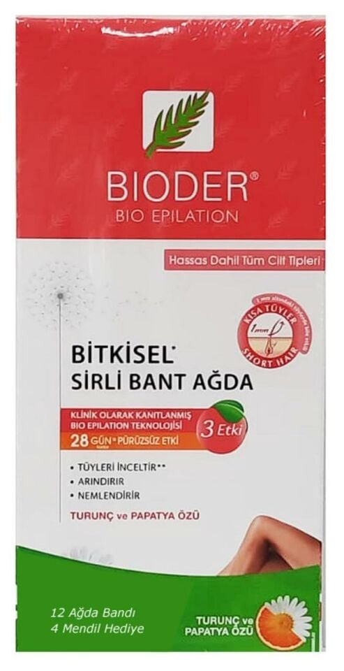 Bioder Bitkisel Sirli Bant Ağda 12 li + 4 Mendil Tüm Ciltler