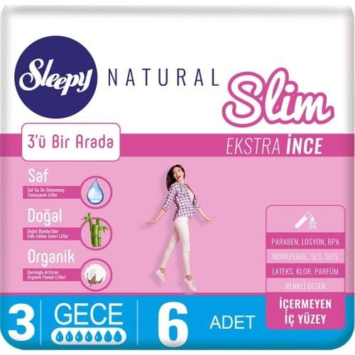 Sleepy Natural Slim Ekstra Ince Gece 6'lı