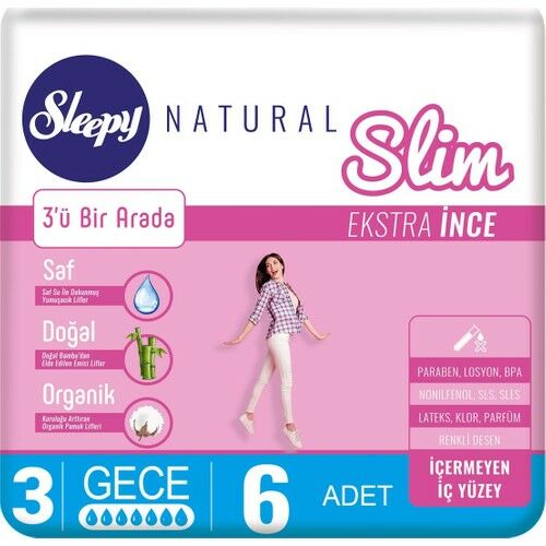 Sleepy Natural Slim Ekstra Ince Gece 6'lı