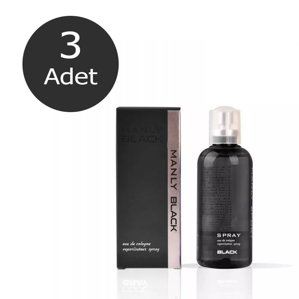 3 x Manly Black 125 Ml Erkek Parfümü t.frt