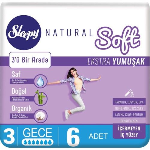 Sleepy Natural Soft Ekstra Yumuşak Gece 6'lı