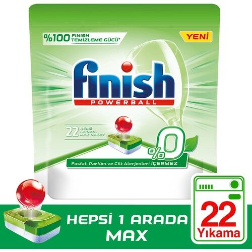 Finish Powerball %0 Hepsi 1 Arada Max 22 li Bulaşık Makinesi Tableti