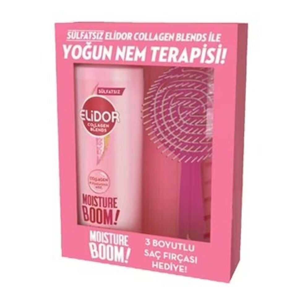 Elidor Collagen Blends Sülfatsız Yoğun Nem Terapisi Şampuan 350 Ml + 3 Boyutlu Saç Fırçası Hediye