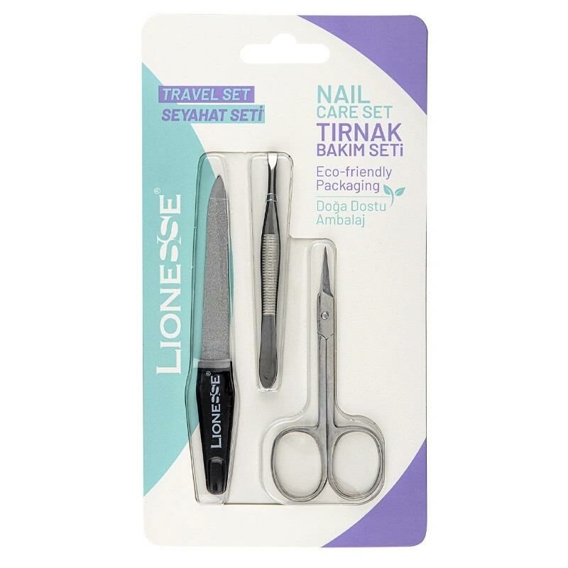 Lionesse Üçlü Kişisel Bakım Seti 7912 (Törpü - Makas - Cımbız)