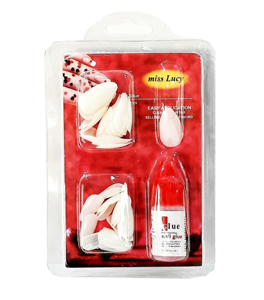 Dvl 40 lı Takma Tırnak + Yapıştırıcısı Kemik Rengi