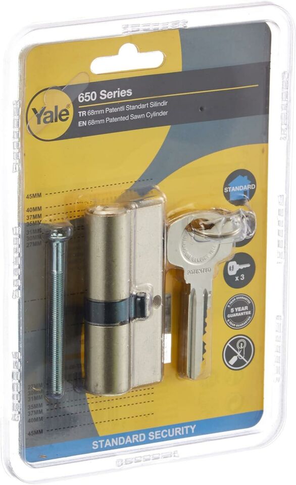 Yale Kilit Göbeği Standart Silindir, Metal, 68 mm / 10-550D-3137-00-0201 650 Serisi Patentli