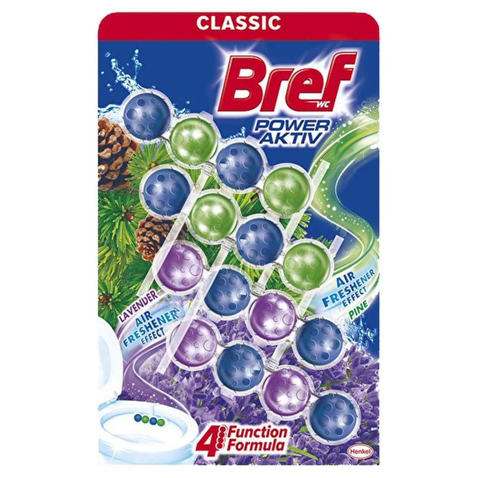 Bref Power Aktiv Okyanus Lavanta Tarlası ve Çam Ormanı Tuvalet Kenar Bloğu 4 x 50g