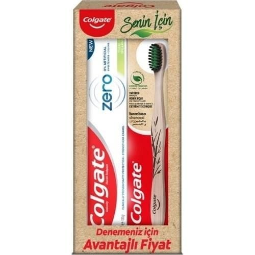 Colgate Zero Doğal Nane Aroması Şeffaf Jel Diş Macunu 98 Ml +  Bamboo Tekli Diş Fırçası