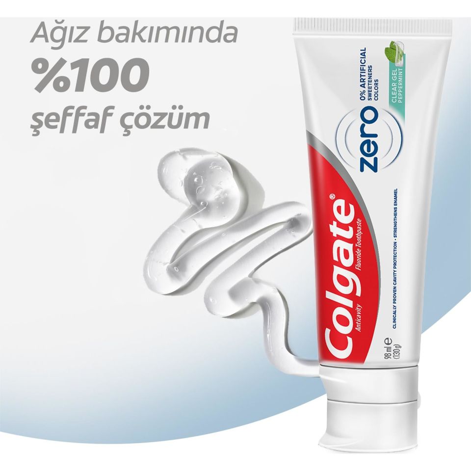 Colgate Zero Doğal Nane Aroması Şeffaf Jel Diş Macunu 98 Ml +  Bamboo Tekli Diş Fırçası