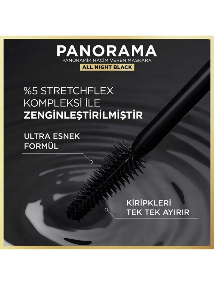Loreal Paris Panorama All Night Black Maskara Ekstra Hacim ve Uzun Görünen Kirpikler