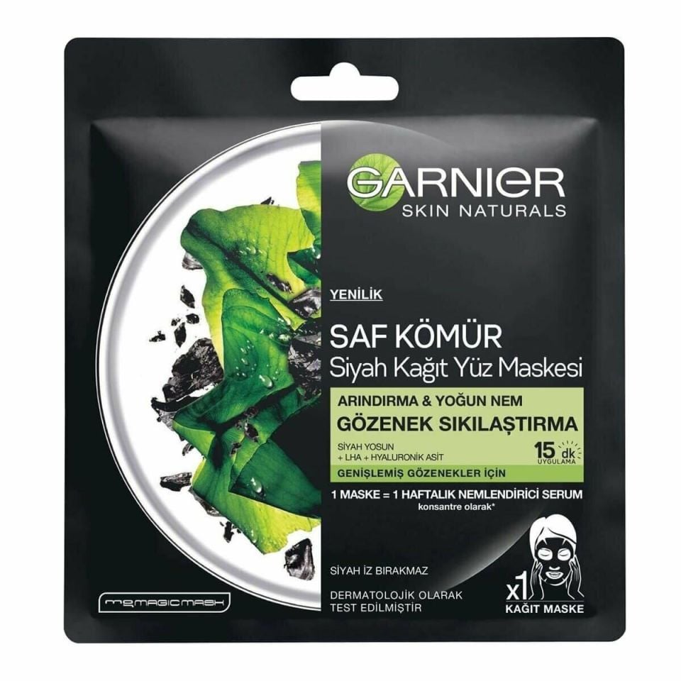 Garnier Siyah Yosunlu Gözenek Sıkılaştırıcı Kağıt Yüz Maskesi 15 Ml