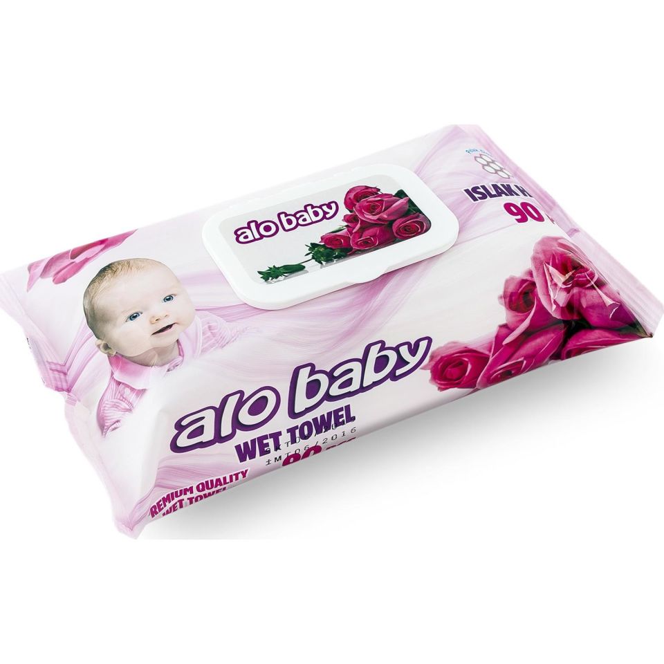 Alo Baby Islak Havlu 90 lı Kapaklı Gül Bahçesi