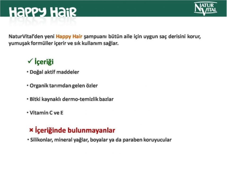 Natur Vital Happy Normal Saçlar Doğal Şampuan 500ml