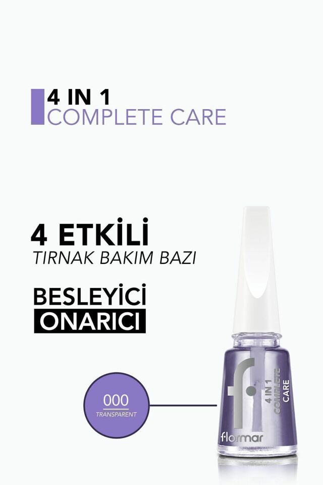 Flormar 4 In 1 Complete Care 4 Yönlü Bakım Sunan Oje Bazı/Tırnak Cilası 000