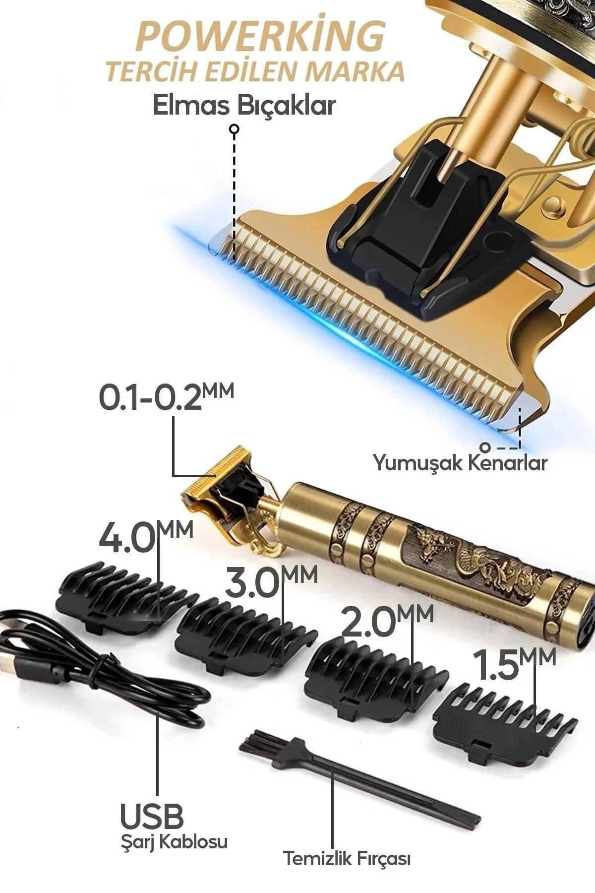 POWERKİNG Şarjlı Tıraş Makinesi Saç Sakal Tüm Vücut Lazer Epilasyon Öncesi Kıl Tüy Alma