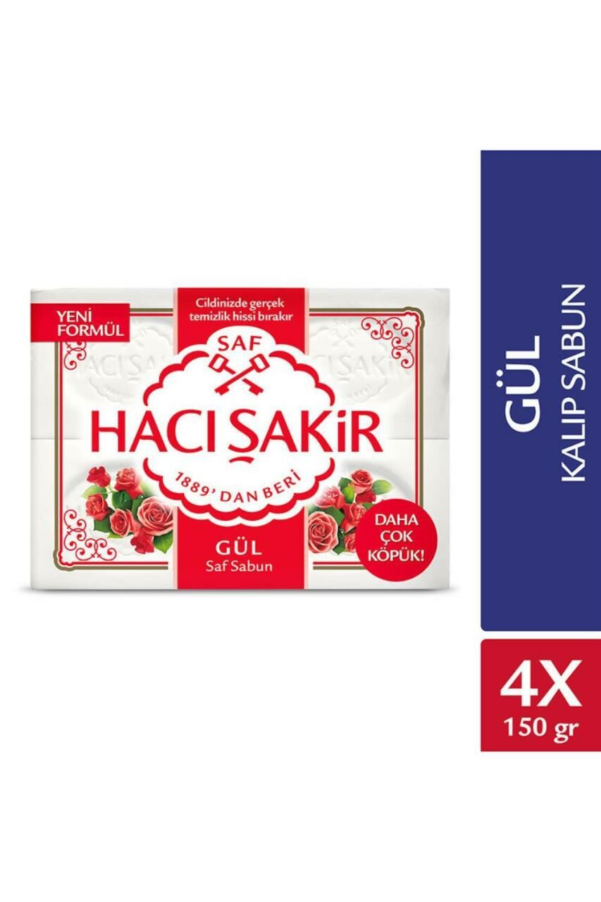 Hacı Şakir Katı Sabun 4 X 150 gr Gül 600 Gr
