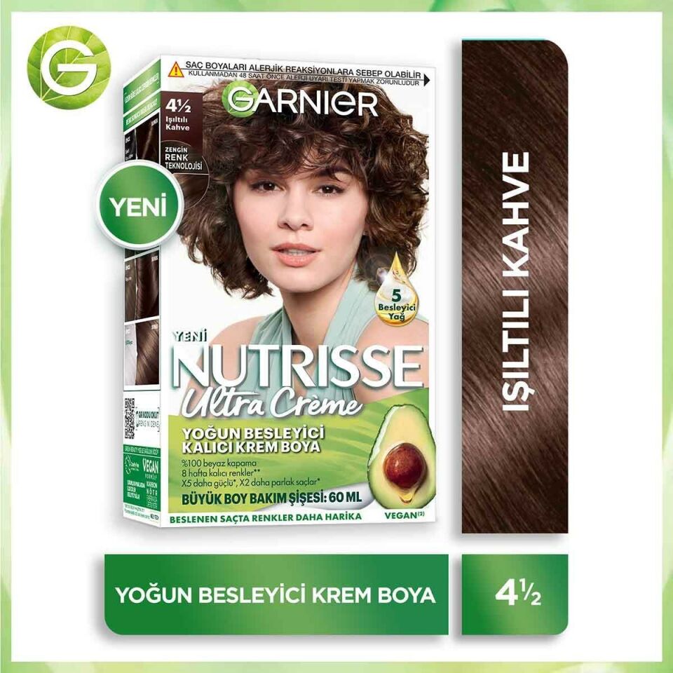 Garnier Nutrisse 4.1/2 Işıltılı Kahve Yoğun Besleyici Kalıcı Krem Saç Boyası
